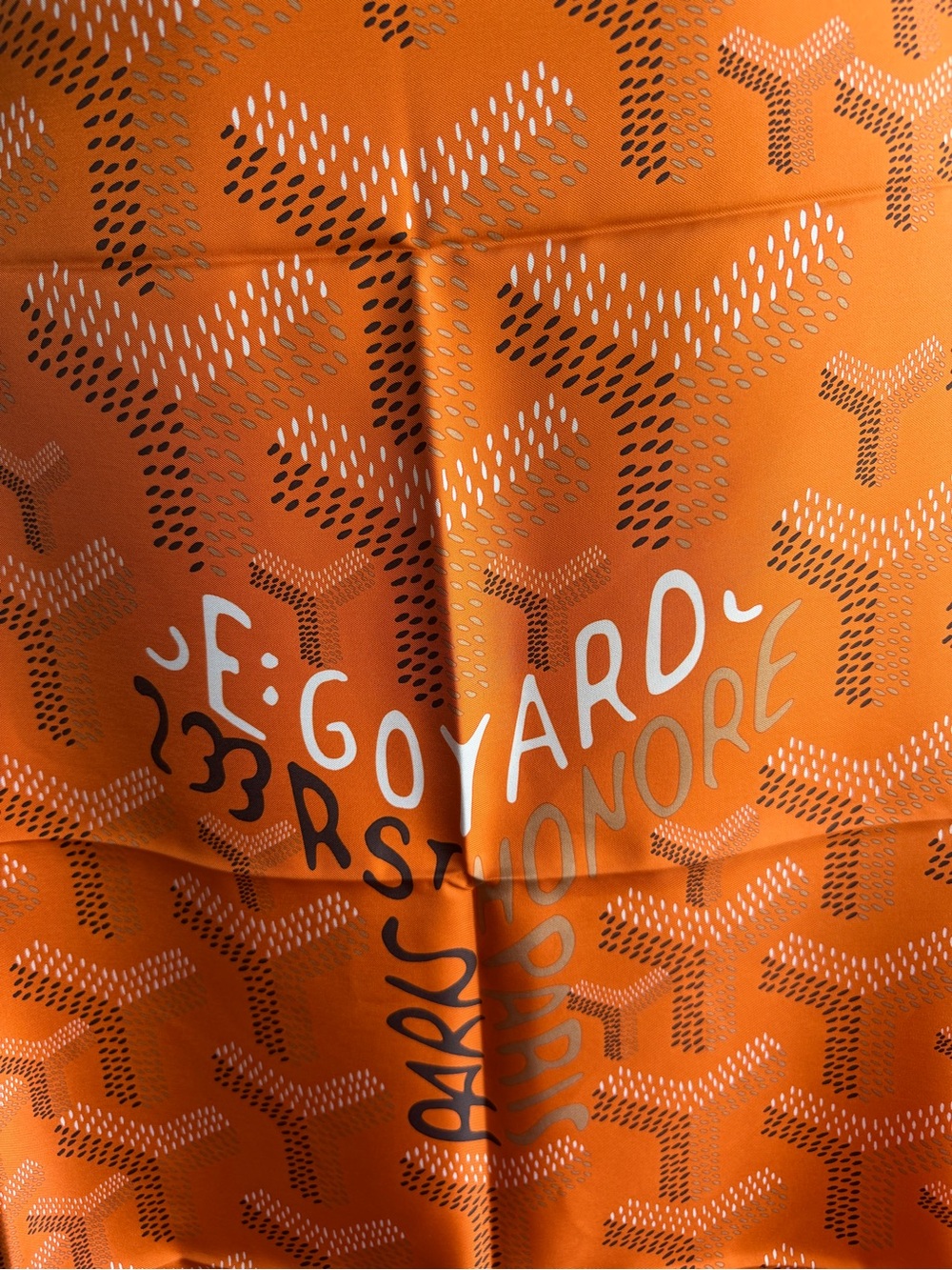 Goyard Orange Chevron Signature Silk Scarf.